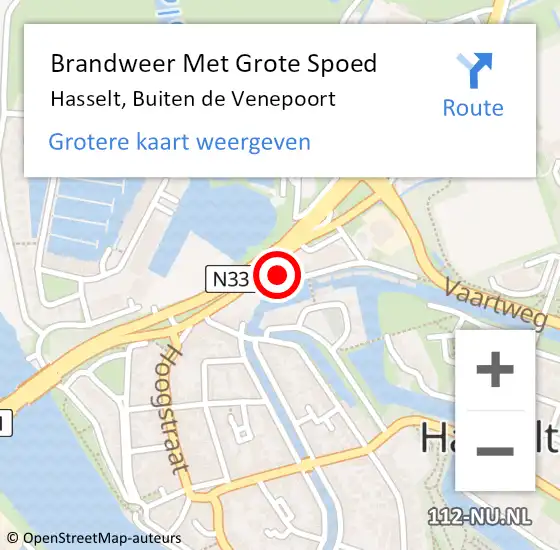 Locatie op kaart van de 112 melding: Brandweer Met Grote Spoed Naar Hasselt, Buiten de Venepoort op 15 maart 2017 23:30