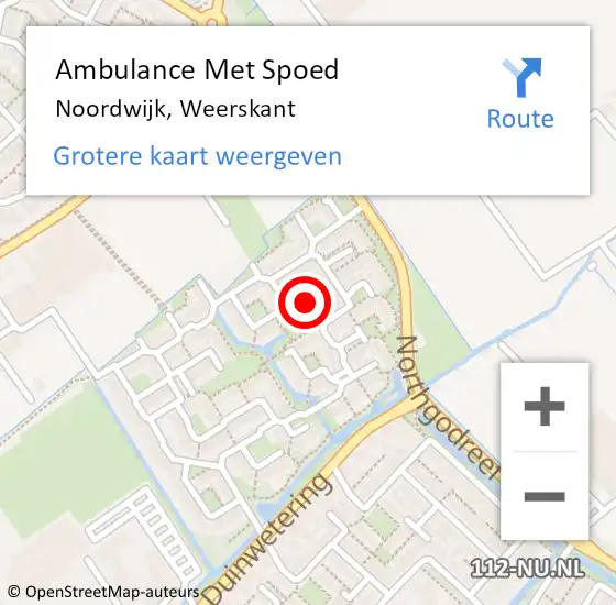 Locatie op kaart van de 112 melding: Ambulance Met Spoed Naar Noordwijk, Weerskant op 15 maart 2017 23:31