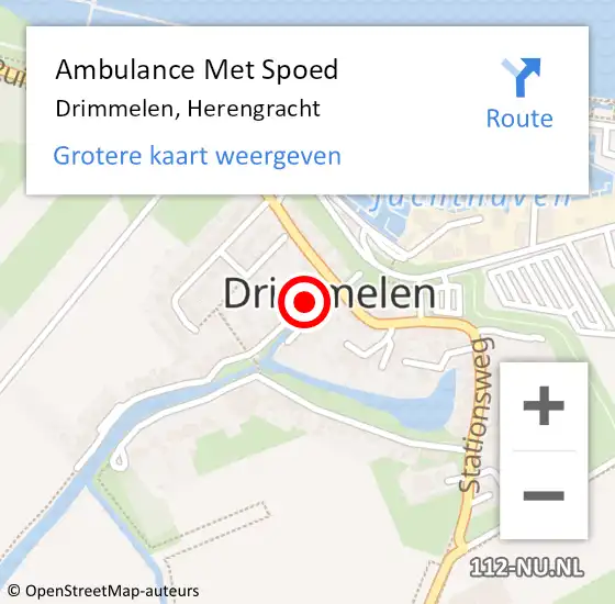 Locatie op kaart van de 112 melding: Ambulance Met Spoed Naar Drimmelen, Herengracht op 16 maart 2017 00:05