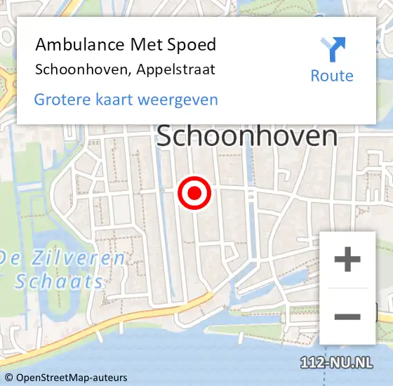 Locatie op kaart van de 112 melding: Ambulance Met Spoed Naar Schoonhoven, Appelstraat op 16 maart 2017 00:49