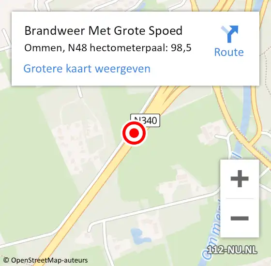 Locatie op kaart van de 112 melding: Brandweer Met Grote Spoed Naar Ommen, N48 hectometerpaal: 97,8 op 16 maart 2017 07:14