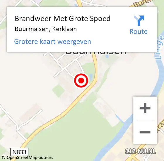 Locatie op kaart van de 112 melding: Brandweer Met Grote Spoed Naar Buurmalsen, Kerklaan op 16 maart 2017 08:18