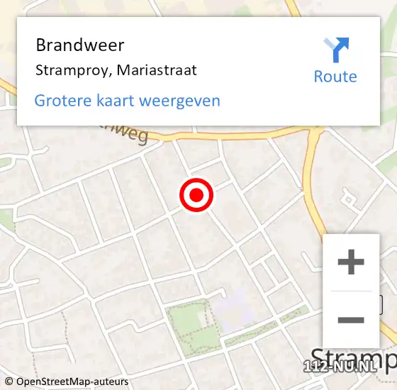 Locatie op kaart van de 112 melding: Brandweer Stramproy, Mariastraat op 16 maart 2017 08:26