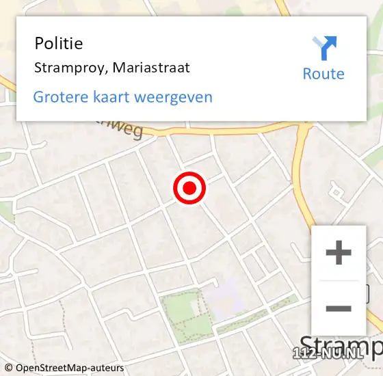 Locatie op kaart van de 112 melding: Politie Stramproy, Mariastraat op 16 maart 2017 08:29