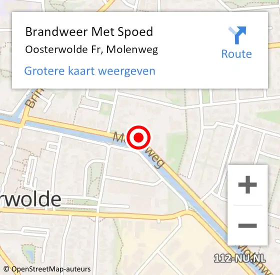 Locatie op kaart van de 112 melding: Brandweer Met Spoed Naar Oosterwolde Fr, Molenweg op 16 maart 2017 08:42