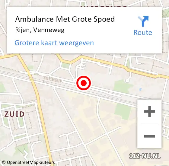 Locatie op kaart van de 112 melding: Ambulance Met Grote Spoed Naar Rijen, Venneweg op 16 maart 2017 08:48