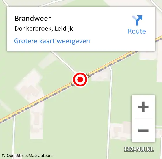 Locatie op kaart van de 112 melding: Brandweer Donkerbroek, Leidijk op 16 maart 2017 10:01