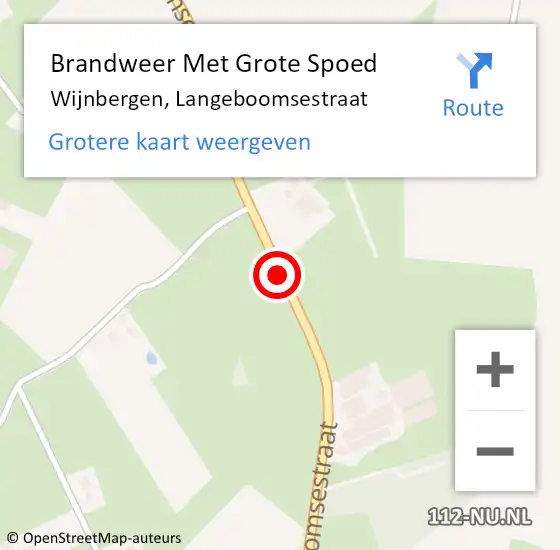 Locatie op kaart van de 112 melding: Brandweer Met Grote Spoed Naar Wijnbergen, Langeboomsestraat op 14 januari 2014 07:37