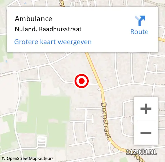 Locatie op kaart van de 112 melding: Ambulance Nuland, Raadhuisstraat op 16 maart 2017 10:29