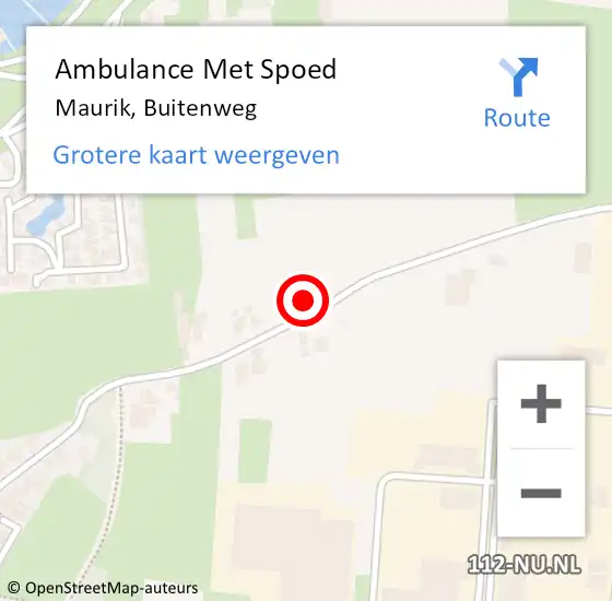 Locatie op kaart van de 112 melding: Ambulance Met Spoed Naar Maurik, Buitenweg op 16 maart 2017 10:35