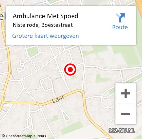 Locatie op kaart van de 112 melding: Ambulance Met Spoed Naar Nistelrode, Boestestraat op 16 maart 2017 10:44