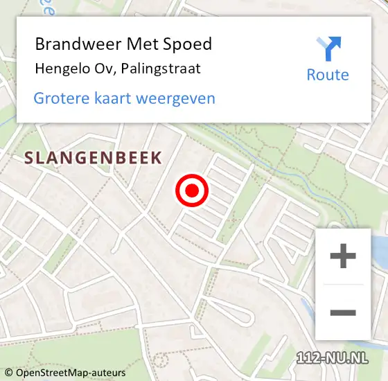 Locatie op kaart van de 112 melding: Brandweer Met Spoed Naar Hengelo Ov, Palingstraat op 16 maart 2017 10:51