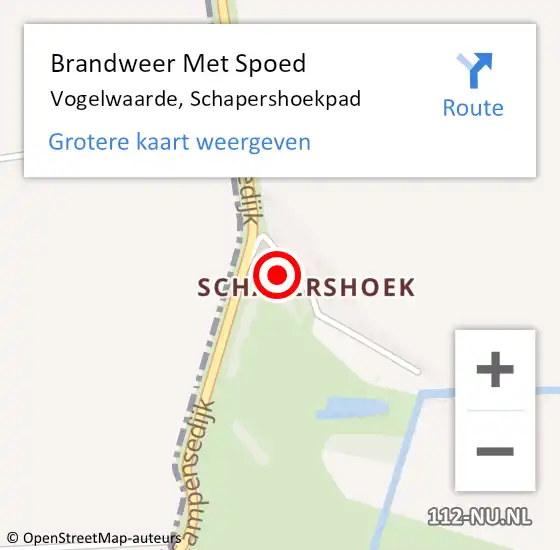 Locatie op kaart van de 112 melding: Brandweer Met Spoed Naar Vogelwaarde, Schapershoekpad op 16 maart 2017 11:30