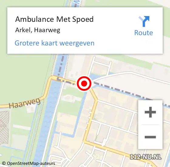 Locatie op kaart van de 112 melding: Ambulance Met Spoed Naar Arkel, Haarweg op 16 maart 2017 11:37