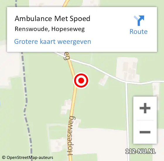 Locatie op kaart van de 112 melding: Ambulance Met Spoed Naar Renswoude, Hopeseweg op 16 maart 2017 12:14