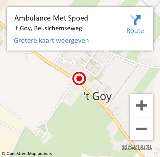 Locatie op kaart van de 112 melding: Ambulance Met Spoed Naar 't Goy, Beusichemseweg op 16 maart 2017 12:49