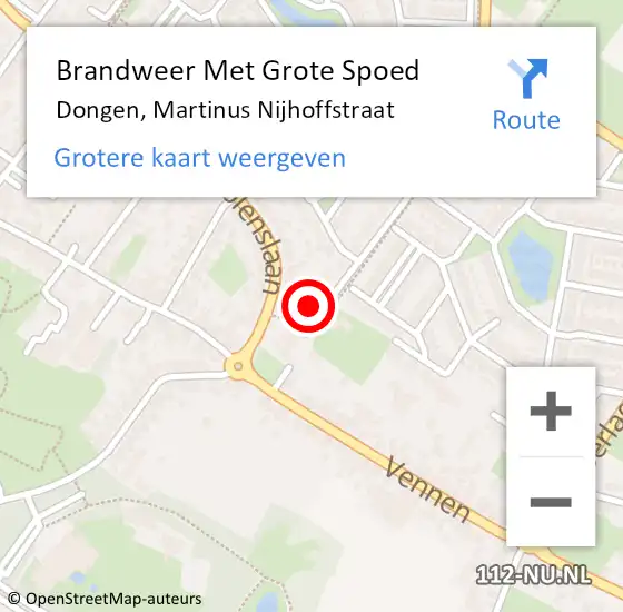 Locatie op kaart van de 112 melding: Brandweer Met Grote Spoed Naar Dongen, Martinus Nijhoffstraat op 16 maart 2017 13:07