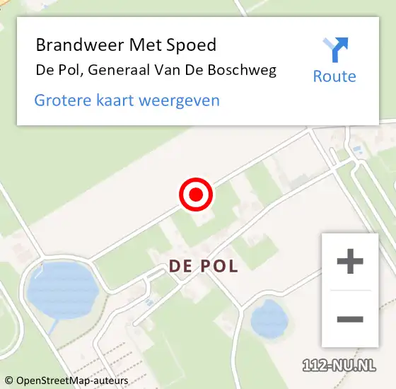 Locatie op kaart van de 112 melding: Brandweer Met Spoed Naar De Pol, Generaal Van De Boschweg op 16 maart 2017 13:19