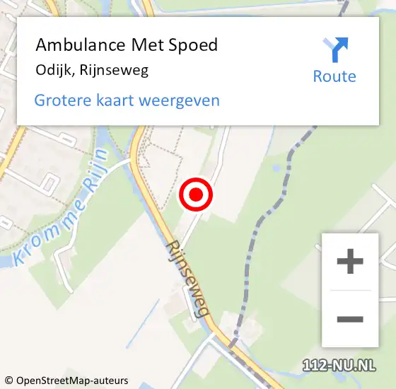 Locatie op kaart van de 112 melding: Ambulance Met Spoed Naar Odijk, Rijnseweg op 16 maart 2017 14:00