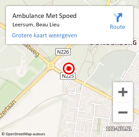 Locatie op kaart van de 112 melding: Ambulance Met Spoed Naar Leersum, Beau Lieu op 16 maart 2017 14:16