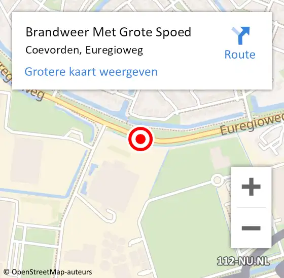 Locatie op kaart van de 112 melding: Brandweer Met Grote Spoed Naar Coevorden, Euregioweg op 14 januari 2014 08:07