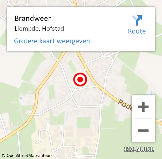 Locatie op kaart van de 112 melding: Brandweer Liempde, Hofstad op 16 maart 2017 14:42