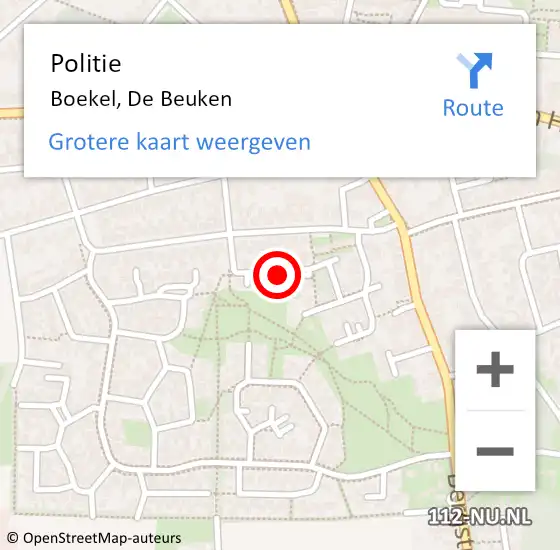 Locatie op kaart van de 112 melding: Politie Boekel, De Beuken op 16 maart 2017 14:58