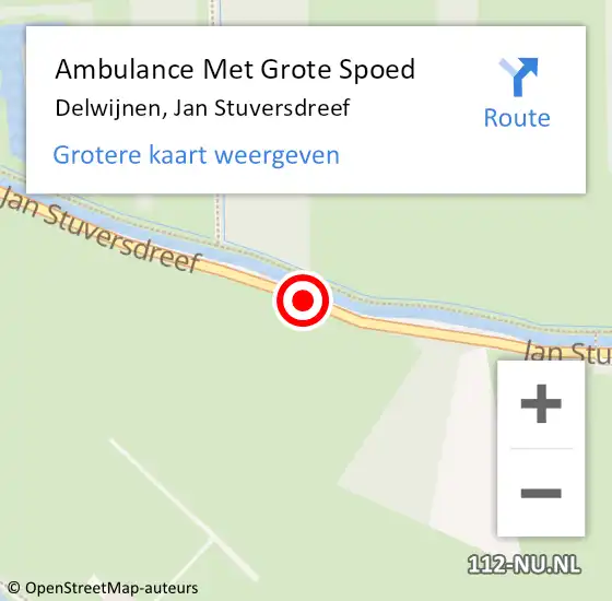 Locatie op kaart van de 112 melding: Ambulance Met Grote Spoed Naar Delwijnen, Jan Stuversdreef op 14 januari 2014 08:11