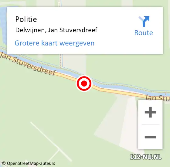Locatie op kaart van de 112 melding: Politie Delwijnen, Jan Stuversdreef op 14 januari 2014 08:11