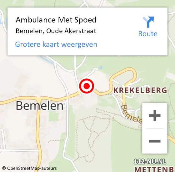 Locatie op kaart van de 112 melding: Ambulance Met Spoed Naar Bemelen, Oude Akerstraat op 14 januari 2014 08:11