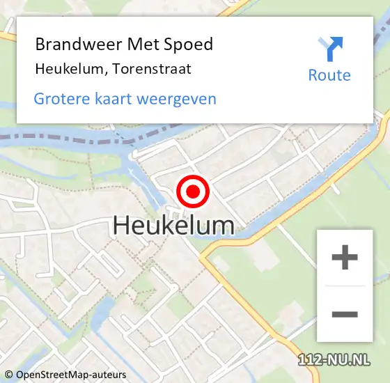 Locatie op kaart van de 112 melding: Brandweer Met Spoed Naar Heukelum, Torenstraat op 16 maart 2017 16:09