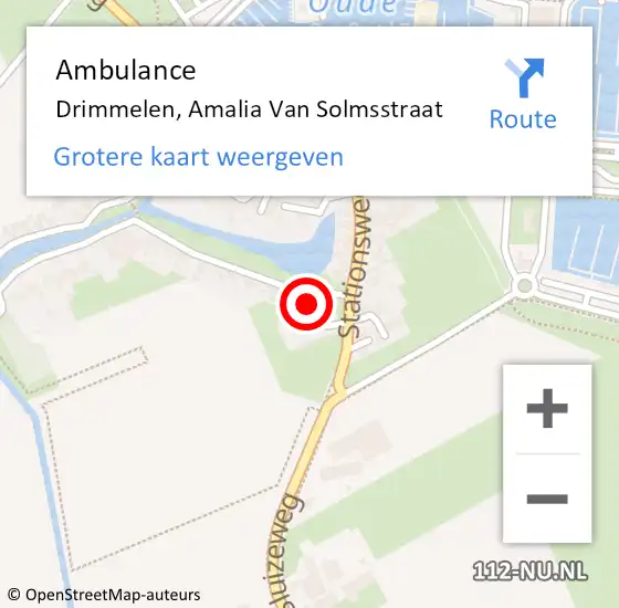 Locatie op kaart van de 112 melding: Ambulance Drimmelen, Amalia Van Solmsstraat op 16 maart 2017 16:17