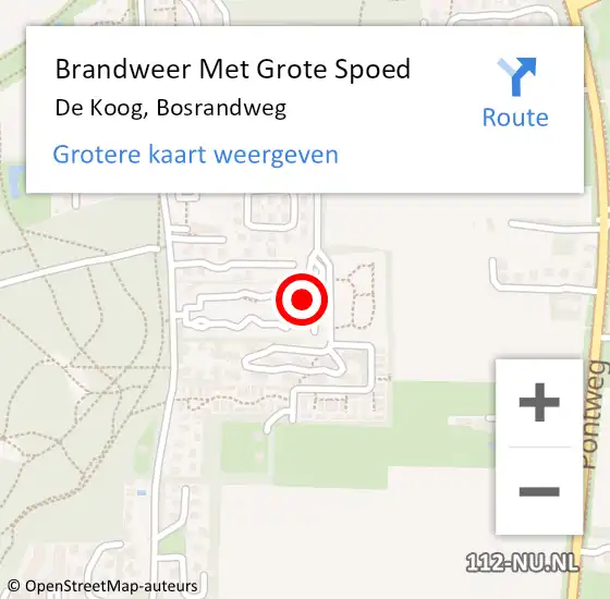 Locatie op kaart van de 112 melding: Brandweer Met Grote Spoed Naar De Koog, Bosrandweg op 16 maart 2017 16:41