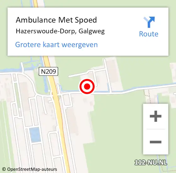 Locatie op kaart van de 112 melding: Ambulance Met Spoed Naar Hazerswoude-Dorp, Galgweg op 16 maart 2017 17:31