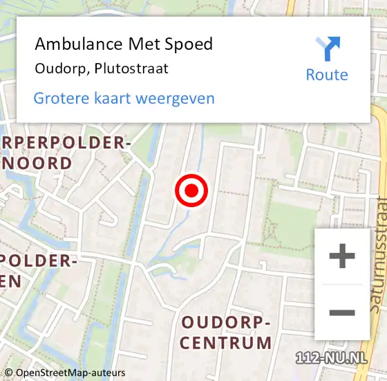 Locatie op kaart van de 112 melding: Ambulance Met Spoed Naar Oudorp, Plutostraat op 16 maart 2017 17:43