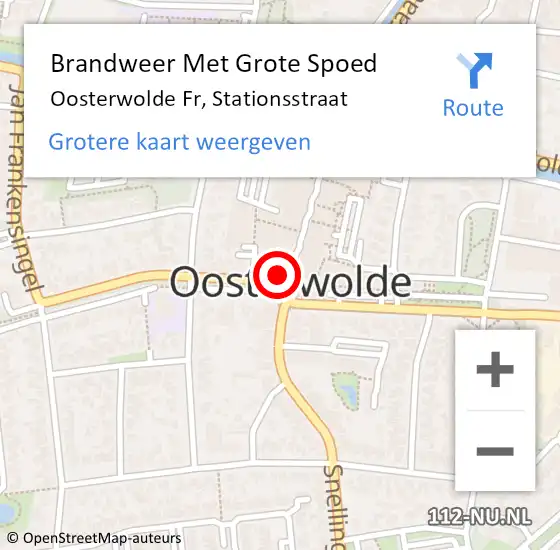 Locatie op kaart van de 112 melding: Brandweer Met Grote Spoed Naar Oosterwolde Fr, Stationsstraat op 16 maart 2017 17:51