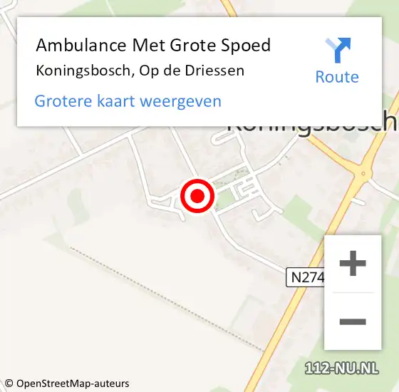 Locatie op kaart van de 112 melding: Ambulance Met Grote Spoed Naar Koningsbosch, Op de Driessen op 16 maart 2017 18:38