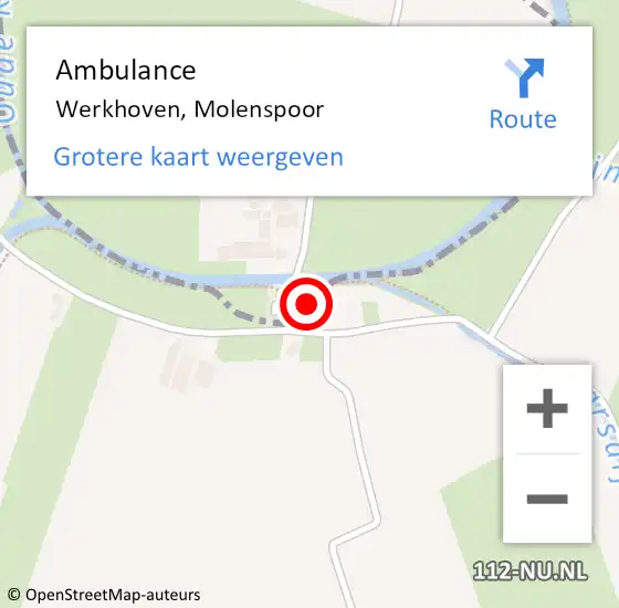 Locatie op kaart van de 112 melding: Ambulance Werkhoven, Molenspoor op 16 maart 2017 18:52