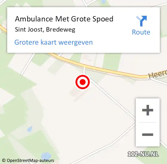 Locatie op kaart van de 112 melding: Ambulance Met Grote Spoed Naar Sint Joost, Bredeweg op 16 maart 2017 19:29