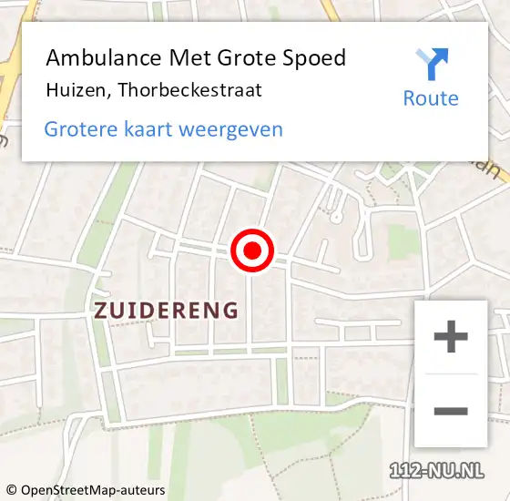 Locatie op kaart van de 112 melding: Ambulance Met Grote Spoed Naar Huizen, Thorbeckestraat op 14 januari 2014 08:35