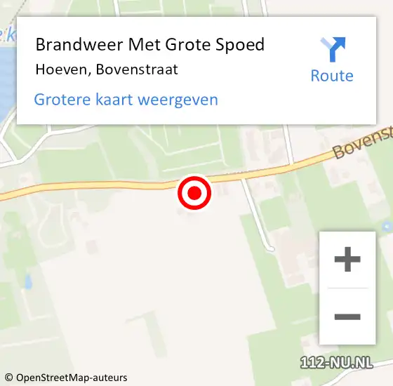 Locatie op kaart van de 112 melding: Brandweer Met Grote Spoed Naar Hoeven, Bovenstraat op 16 maart 2017 20:06