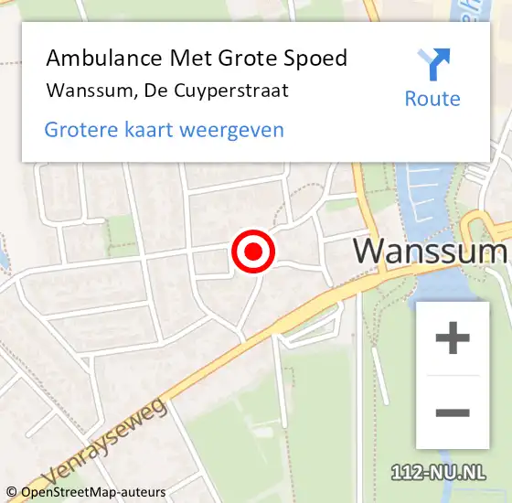 Locatie op kaart van de 112 melding: Ambulance Met Grote Spoed Naar Wanssum, De Cuyperstraat op 16 maart 2017 20:08