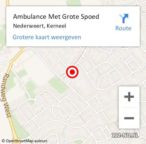 Locatie op kaart van de 112 melding: Ambulance Met Grote Spoed Naar Nederweert, Kerneel op 16 maart 2017 21:06