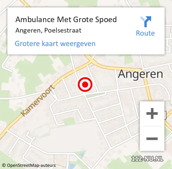 Locatie op kaart van de 112 melding: Ambulance Met Grote Spoed Naar Angeren, Poelsestraat op 16 maart 2017 21:34