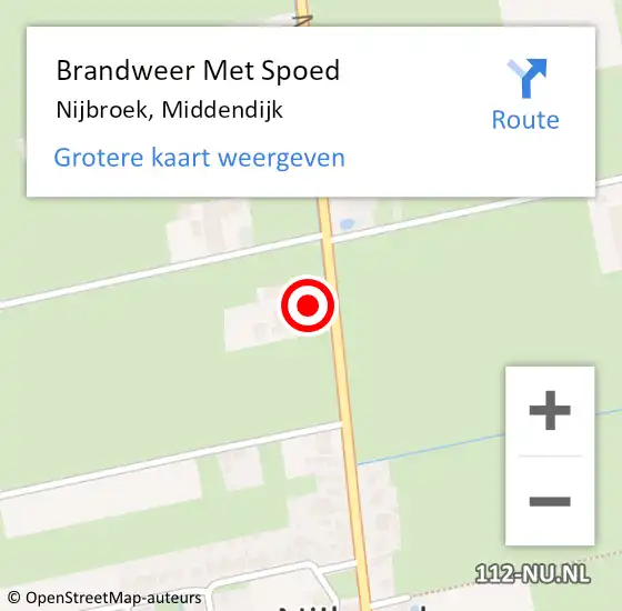 Locatie op kaart van de 112 melding: Brandweer Met Spoed Naar Nijbroek, Middendijk op 16 maart 2017 21:44