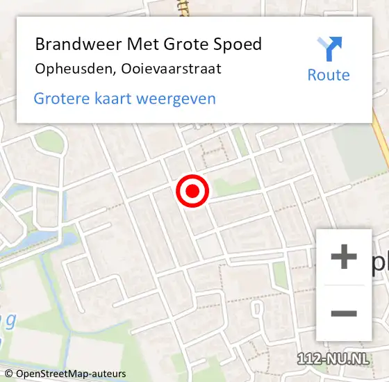 Locatie op kaart van de 112 melding: Brandweer Met Grote Spoed Naar Opheusden, Ooievaarstraat op 16 maart 2017 22:05