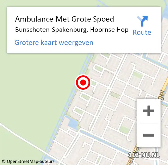 Locatie op kaart van de 112 melding: Ambulance Met Grote Spoed Naar Bunschoten-Spakenburg, Hoornse Hop op 16 maart 2017 23:44