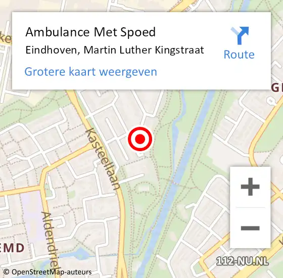 Locatie op kaart van de 112 melding: Ambulance Met Spoed Naar Eindhoven, Martin Luther Kingstraat op 16 maart 2017 23:54