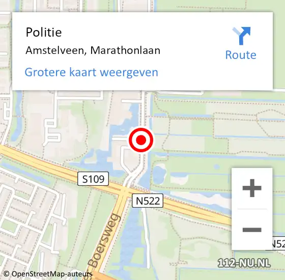 Locatie op kaart van de 112 melding: Politie Amstelveen, Marathonlaan op 14 januari 2014 08:53