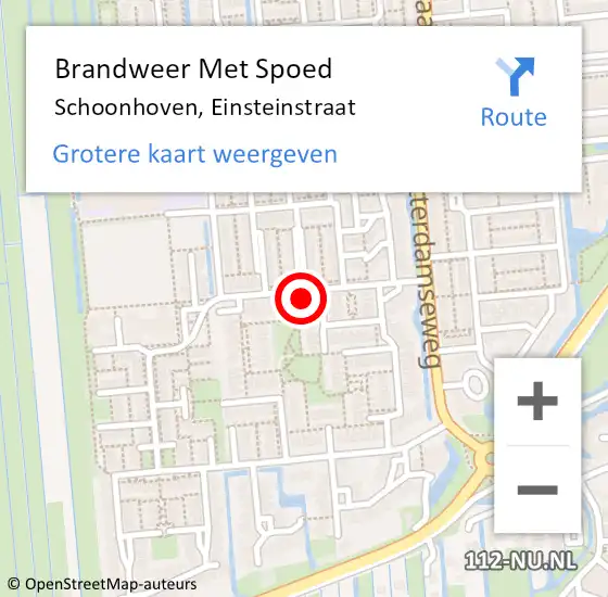 Locatie op kaart van de 112 melding: Brandweer Met Spoed Naar Schoonhoven, Einsteinstraat op 17 maart 2017 02:24